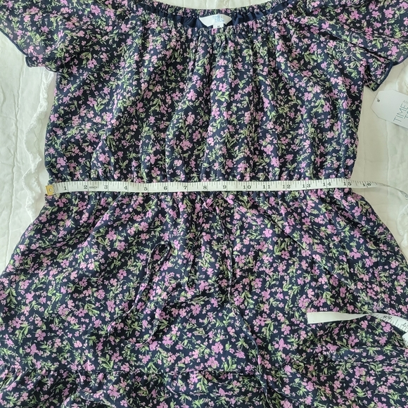 Time and Tru Floral On/Off Shoulder Flutter Sleeve Maxi Dress M NWT Multi Tiered - Picture 14 of 16